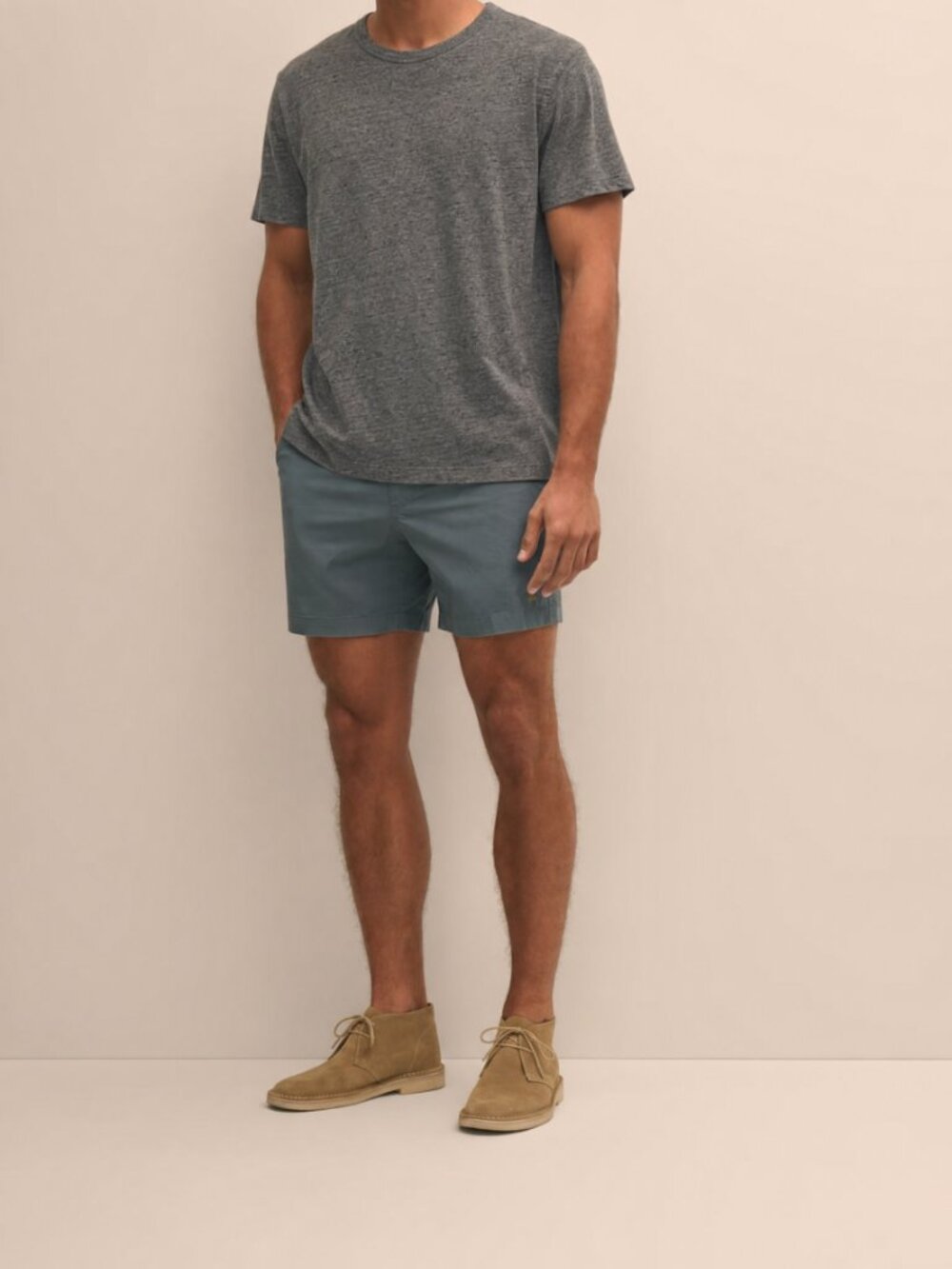 Buck Mason L Mens Dark Gray Heather Slub Curved Hem Tee Short Sleeve Crew
